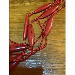 Southwestern Boho Red Glass Beaded Necklace